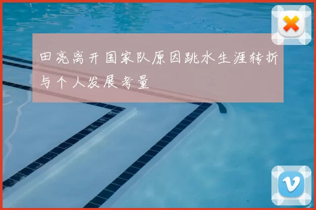 田亮离开国家队原因跳水生涯转折与个人发展考量